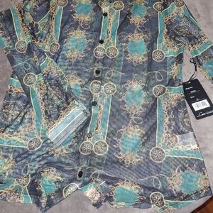 Men's Designer Patterned Shirt - Green and Black